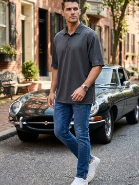 Nike Polo  XXL Charcoal Gray Dri-FIT Moisture Wicking Short Sleeve Athletic